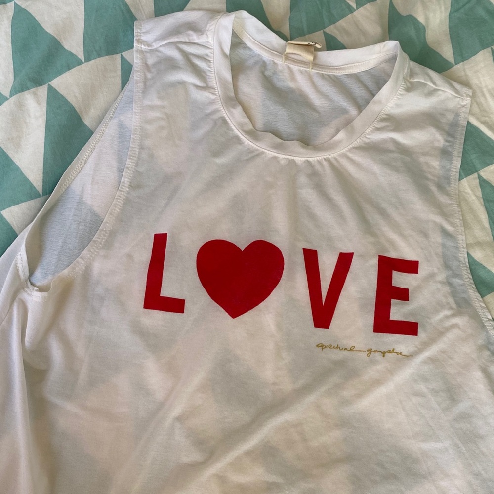 Spiritual Gangster heart love white top L